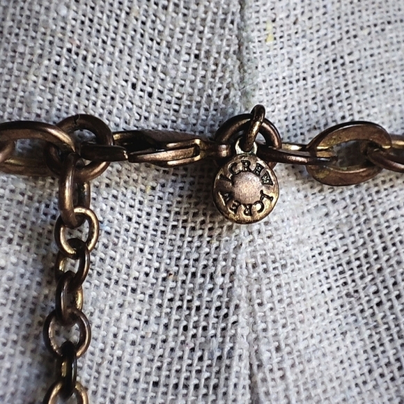 J. Crew Dark Mauve Black Smoke Mint Brass Statement Necklace Lifesaver Clasp EUC - Picture 5 of 12